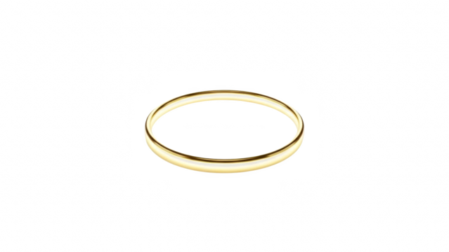 Simple thin gold band ring isolated on transparent background for jewelry design or concept