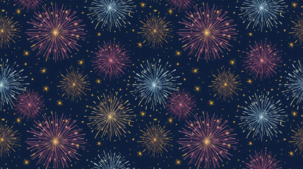 Fototapeta premium Midnight Celebration Glow — Metallic Firework Fantasy Wrapping Paper