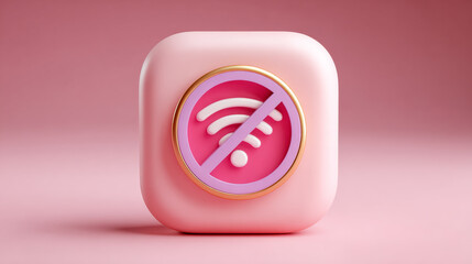 Prohibited Symbol on Pink Cube