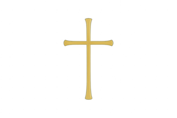 Golden christian cross symbol representing faith and religion