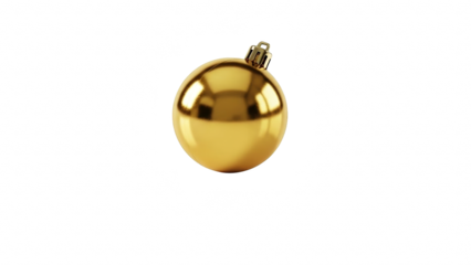 Shiny golden christmas tree ornament ball isolated on transparent background