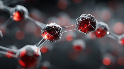 Molecular Structure with Red Atoms and Bonds