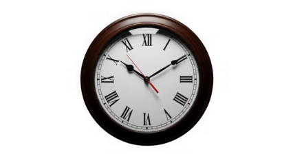 Classic Wooden Wall Clock With Roman Numerals On Black