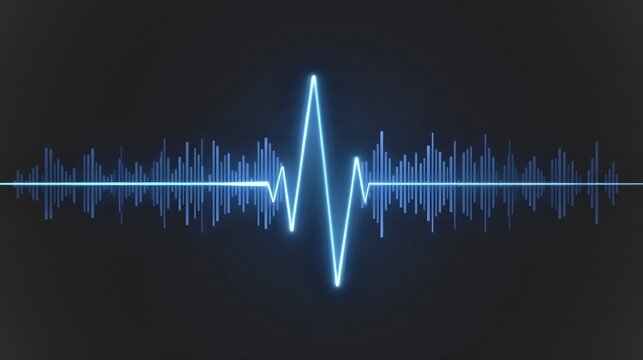 Dynamic blue waveform visualization pulsing with energy in sleek design perfect for technology and medical concept presentations and digital art