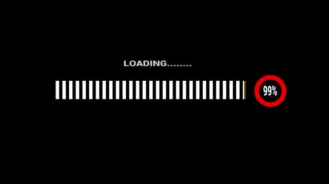 Digital loading bar animation with abstract please wait icon, smooth 0 to 100 percent progress movement for interface visuals