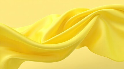 Elegant flowing yellow fabric texture with soft folds and smooth waves, perfect for backgrounds and textile design showcasing richness and simplicity