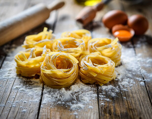 Authentic Italian pasta making ingredients