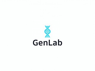Modern GenLab logo with DNA helix, representing genetic research, biotechnology innovation, and scientific advancement with clean aesthetic