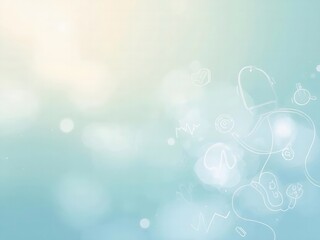 Gentle medical background with subtle stethoscope and heartbeat line art for healthcare promotional materials and doctor's office decor