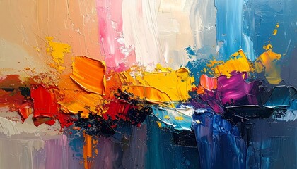 Vibrant Abstract Oil Painting with Bold Brushstrokes and Rich Textures.