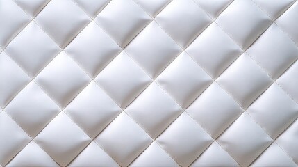 Obraz premium Seamless White Leather Upholstery with Quilted Pattern and 3D Texture Ideal for Modern Interior Design, Furniture, and Home Decor Projects