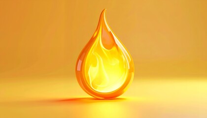 Vibrant Golden Oil Drop Illuminating a Warm Yellow Background.
