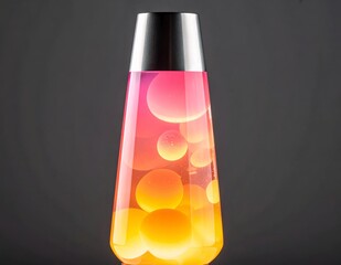 Vibrant Lava Lamp with Pink and Orange Wax Bubbles on a Dark Background.