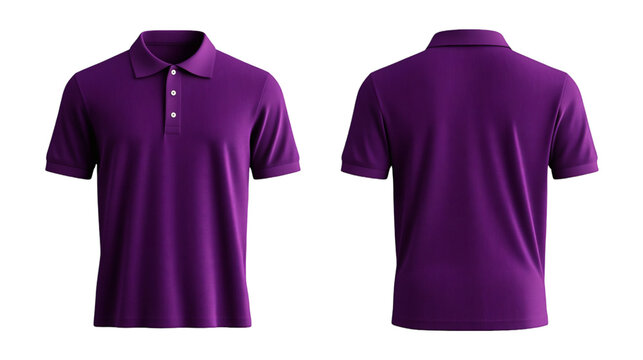 Plain Purple Polo Shirt Mockup Front and Back Views 3D Rendering on transparent background
