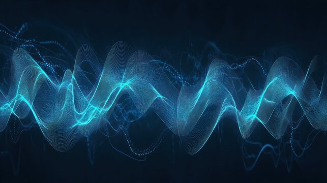 Abstract Blue Waveform Digital Art