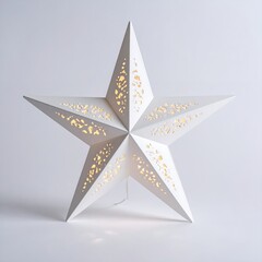 White Christmas Star Ornament with Intricate Cutouts and Warm Light.