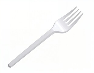 White Plastic Fork Isolated on a Clean White Background.
