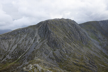 View from Tryfan in the Ogwen Valley of Snowdonia National Park of North Wales
