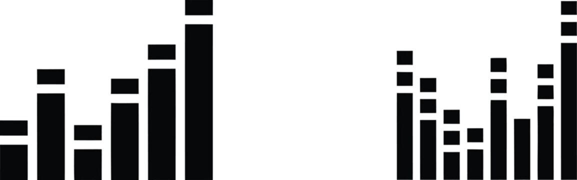 Abstract bar graph illustration showing growth and decline in black and white