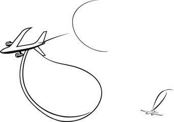 Single line airplane taking off into a curved trail 1