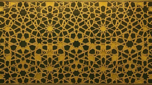 Intricate geometric pattern featuring a mesmerizing array of stars and polygons in copper and deep purple hues