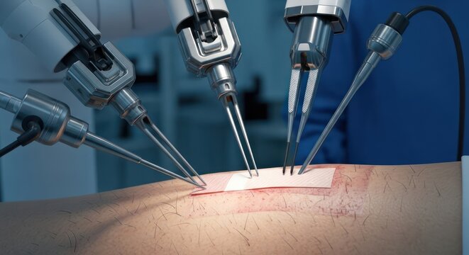 Advanced robotic surgery using precise instruments for delicate procedures on a patient's body