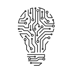 Lightbulb circuit board line vector,circuit board lightbulb image, lightbulb circuit board outline design , lightbulp circuit board icon stcok