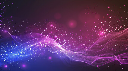 Deep Blue to Pink-purple Particle Waves with Sparkling Light Spots, Dreamy Technology with Dynamic and Soft Motion
