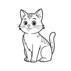 Cute Cartoon Cat Outline Illustration for Coloring Books and Educational Materials Perfect for Kids and Animal Lovers Black and White Design