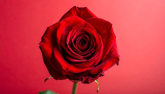 Vibrant Red Rose Blossom Against a Striking Red Background.