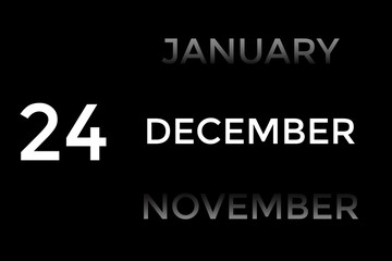 December 24 calendar with black background