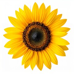 Fototapeta premium Vibrant Sunflower Blossom Isolated on White Background.