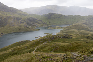 Llyn Llydaw below Yr Wyddfa / Mt. Snowdon in Snowdonia National Park in Wales