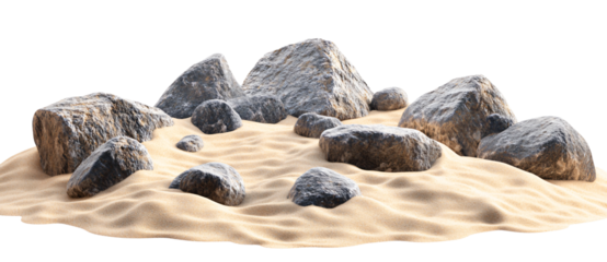 Natural stone arrangement on textured sand, perfect for environmental themes