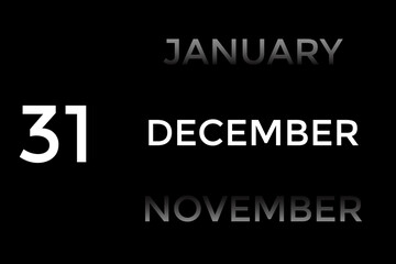 Obraz premium December 31 calendar with black background