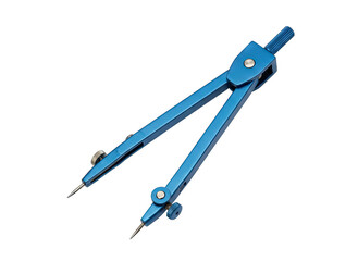Detailed Blue Metal Drawing Compass Isolated on Black Background Simple Clean Geometric Tool for Drafting and Technical Drawing
