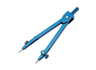 Detailed Blue Metal Drawing Compass Isolated on Black Background Simple Clean Geometric Tool for Drafting and Technical Drawing