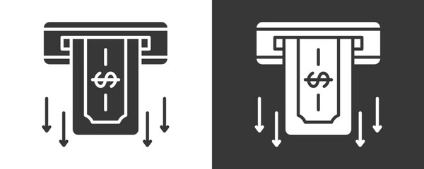 Cash Withdrawal Icon Set Vector Collection Isolated In Black And White