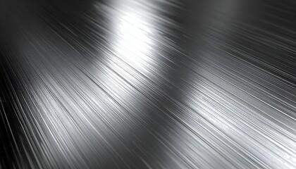 Diagonal streaks of polished, reflective metal surface in grayscale
