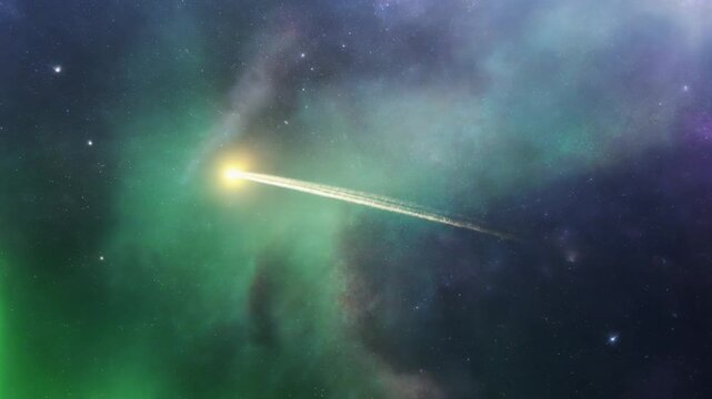 Aurora & Starfall Above Interstellar Clouds