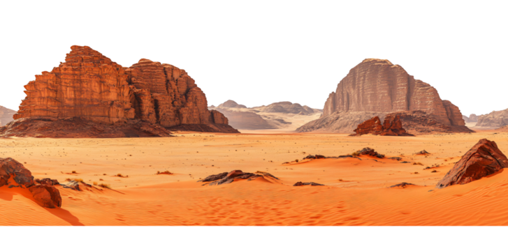 Vast desert landscape with towering sandstone cliffs and dunes
