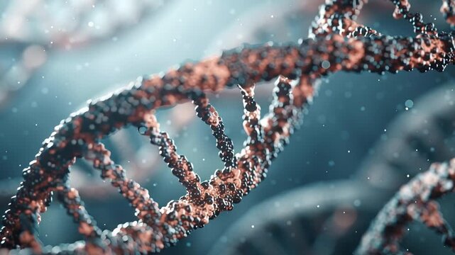 DNA Helix Structure: A mesmerizing view of a DNA helix, spiraling gracefully with intricate molecular structure, symbolizing life's code.