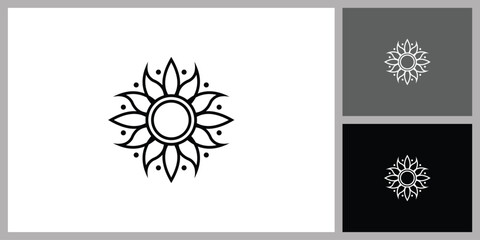 Decorative Floral Sun Ornament Icon for Wellness and Spa