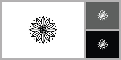 Decorative Floral Sun Ornament Icon for Wellness and Spa