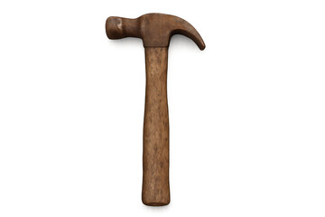 Single claw hammer with wooden handle, an essential tool for carpentry, construction, and diy projects, transparent