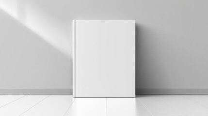 White book mockup standing upright minimal room light calm