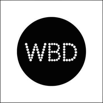 WBD logo design in black circle with white dots, simple and modern.