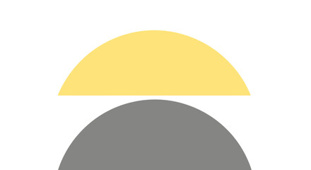 Abstract composition of two semi circles with yellow and gray colors.