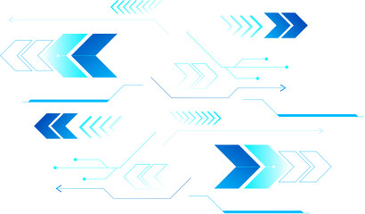 Abstract technology background. Futuristic blue tech interface with dynamic arrows and digital elements, ideal for technology, innovation, and futuristic UI design backgrounds.