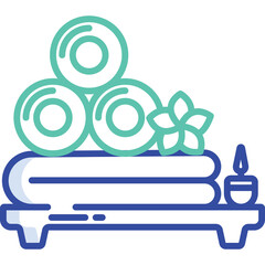 Spa Treatment Setup With Rolled Towels Aromatic Candle And Flower On A White Transparent Background